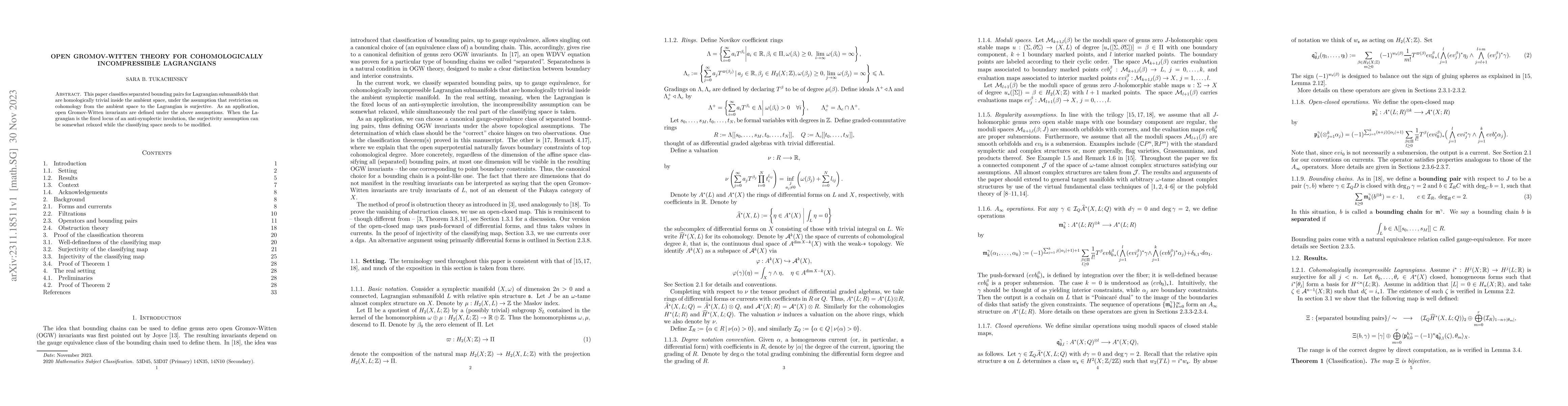 Thumbnail for Open Gromov-Witten theory for cohomologically incompressible Lagrangians