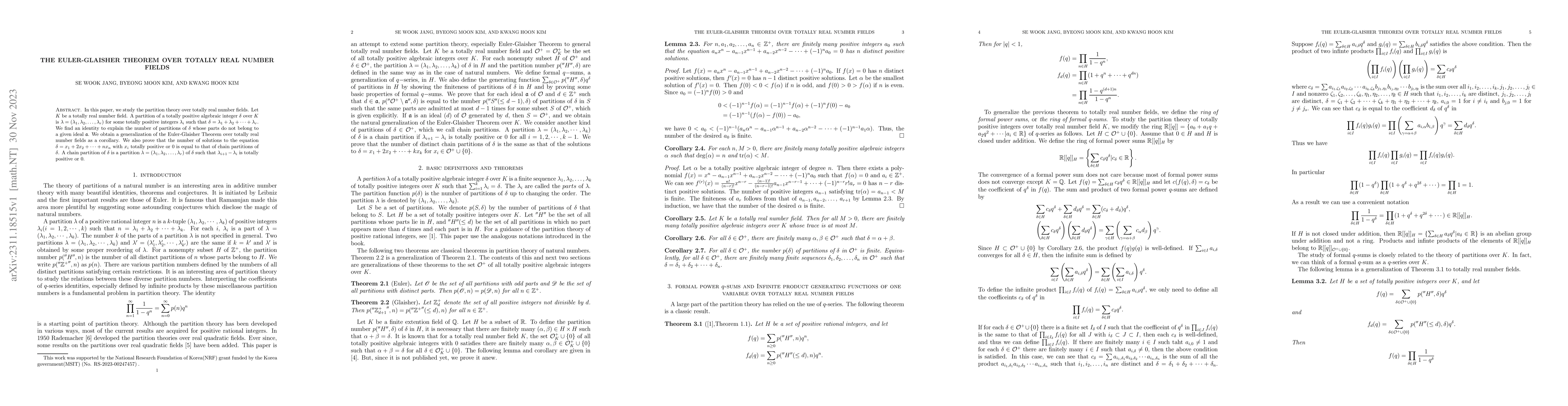 Thumbnail for The Euler-Glaisher Theorem over Totally Real Number Fields