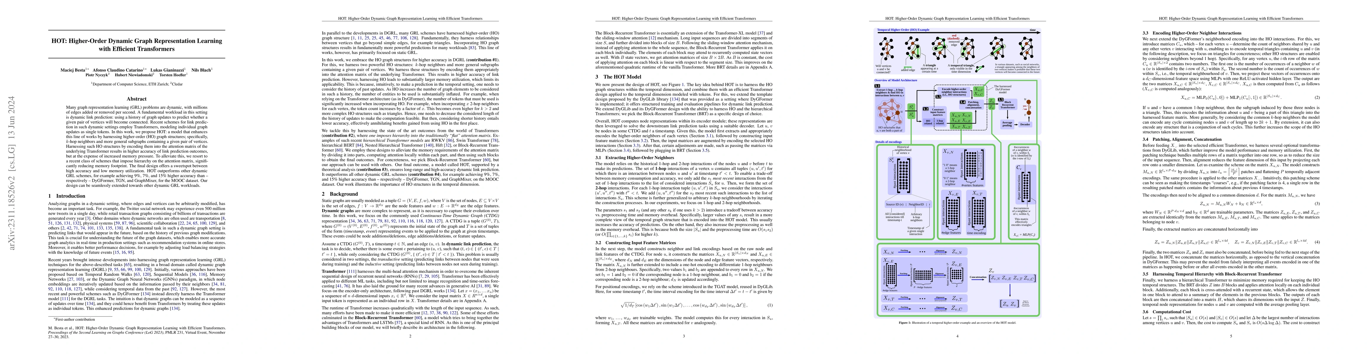 Thumbnail for HOT: Higher-Order Dynamic Graph Representation Learning with Efficient
  Transformers