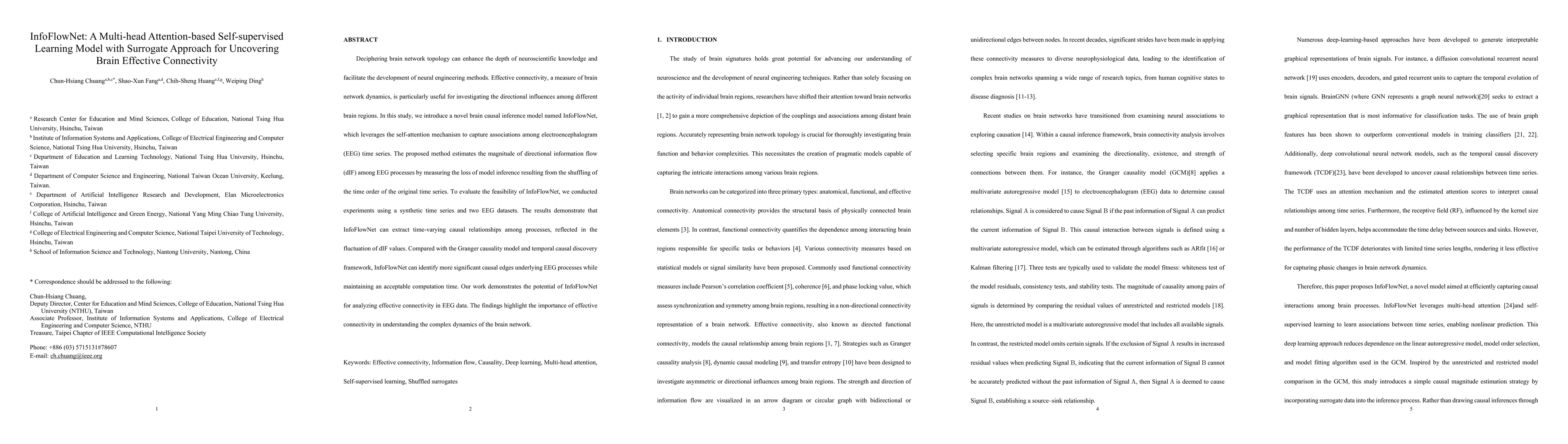 Thumbnail for InfoFlowNet: A Multi-head Attention-based Self-supervised Learning Model
  with Surrogate Approach for Uncovering Brain Effective Connectivity
