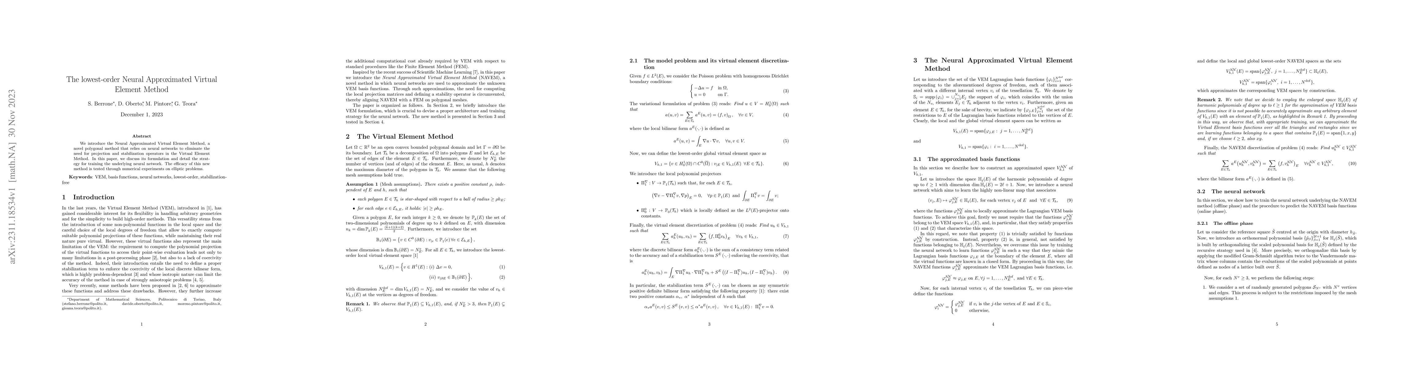 Thumbnail for The lowest-order Neural Approximated Virtual Element Method