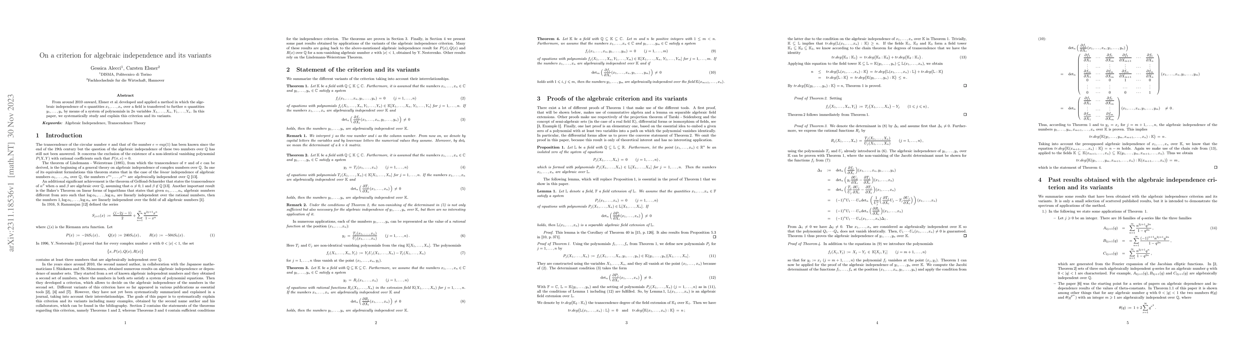 Thumbnail for On a criterion for algebraic independence and its variants