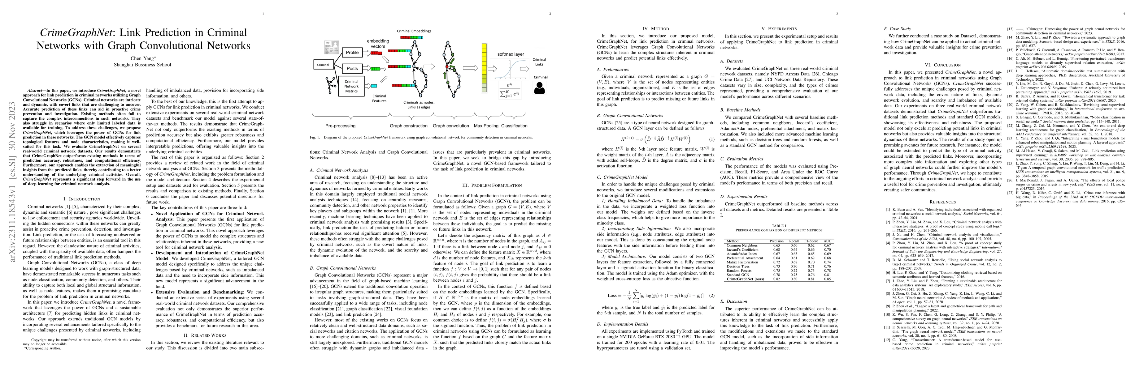 Thumbnail for CrimeGraphNet: Link Prediction in Criminal Networks with Graph
  Convolutional Networks