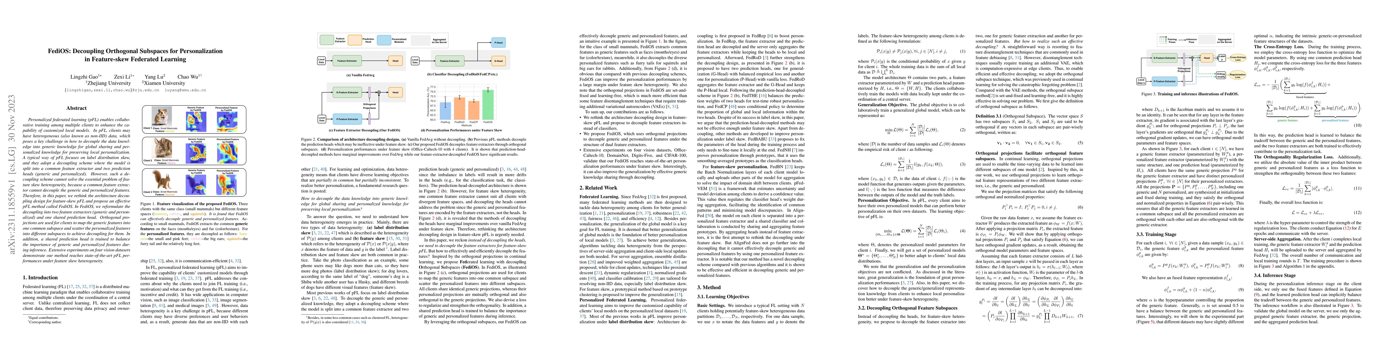 Thumbnail for FediOS: Decoupling Orthogonal Subspaces for Personalization in
  Feature-skew Federated Learning