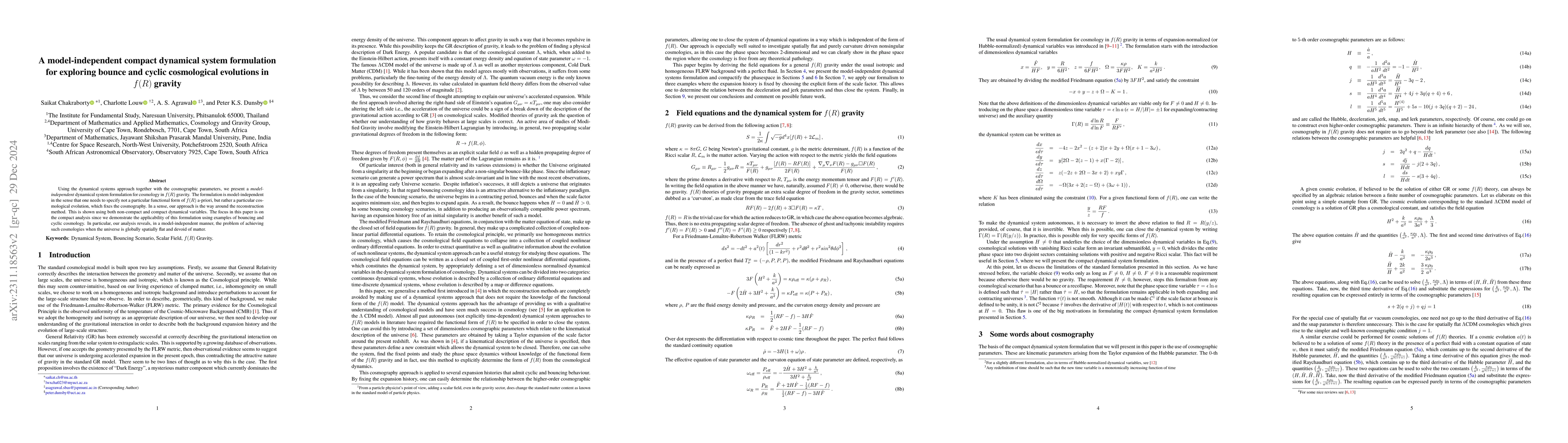 Thumbnail for A model-independent compact dynamical system formulation for exploring
  bounce and cyclic cosmological evolutions in $f(R)$ gravity