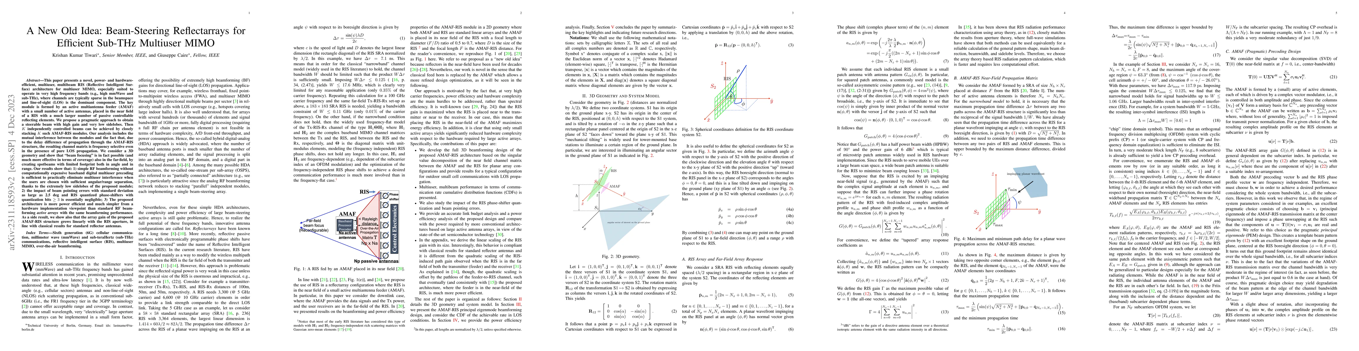 Thumbnail for A New Old Idea: Beam-Steering Reflectarrays for Efficient Sub-THz
  Multiuser MIMO