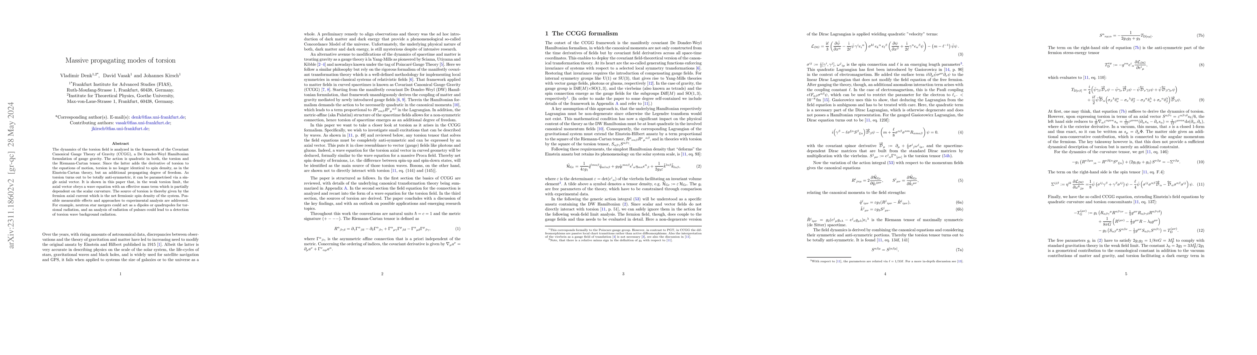 Thumbnail for Massive propagating modes of torsion