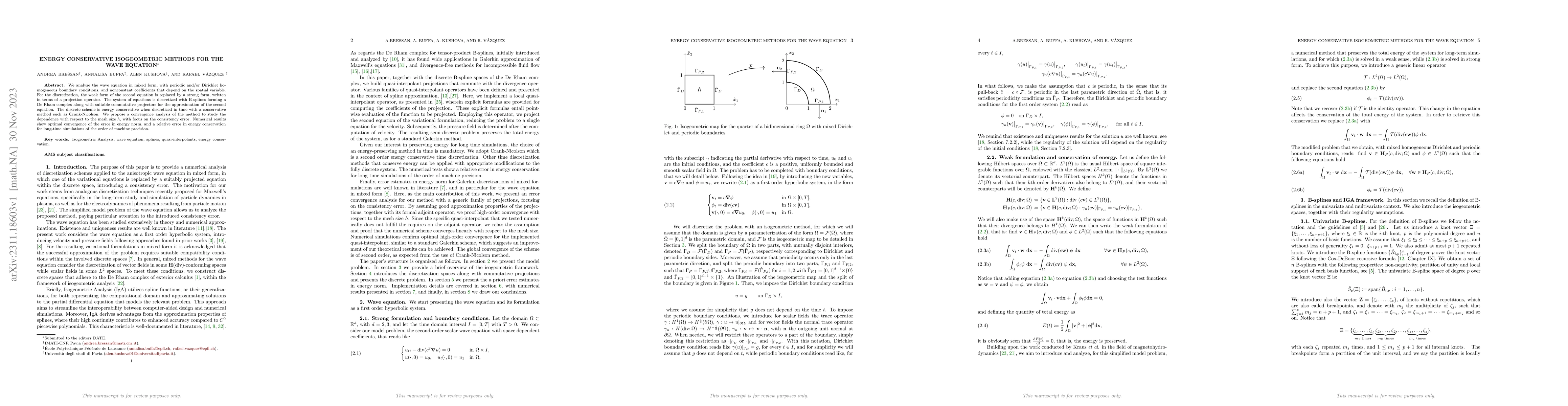 Thumbnail for Energy conservative isogeometric techniques for the wave equation