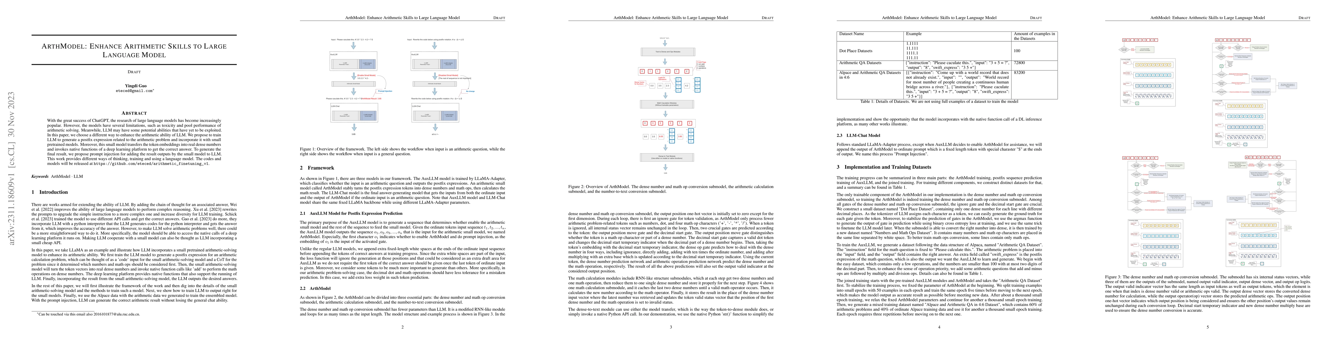 Thumbnail for ArthModel: Enhance Arithmetic Skills to Large Language Model