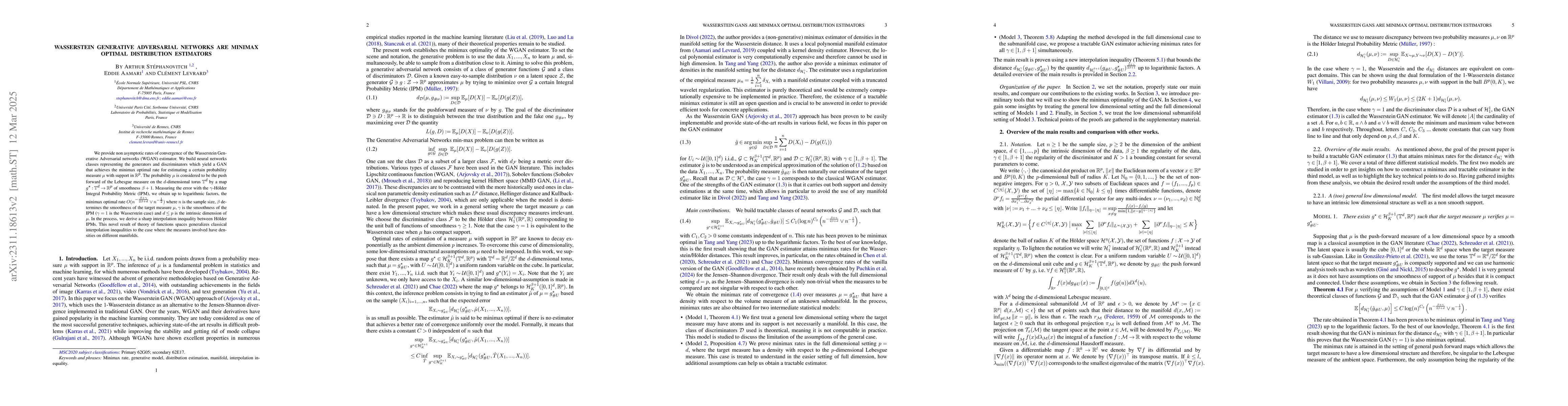 Thumbnail for Wasserstein GANs are Minimax Optimal Distribution Estimators