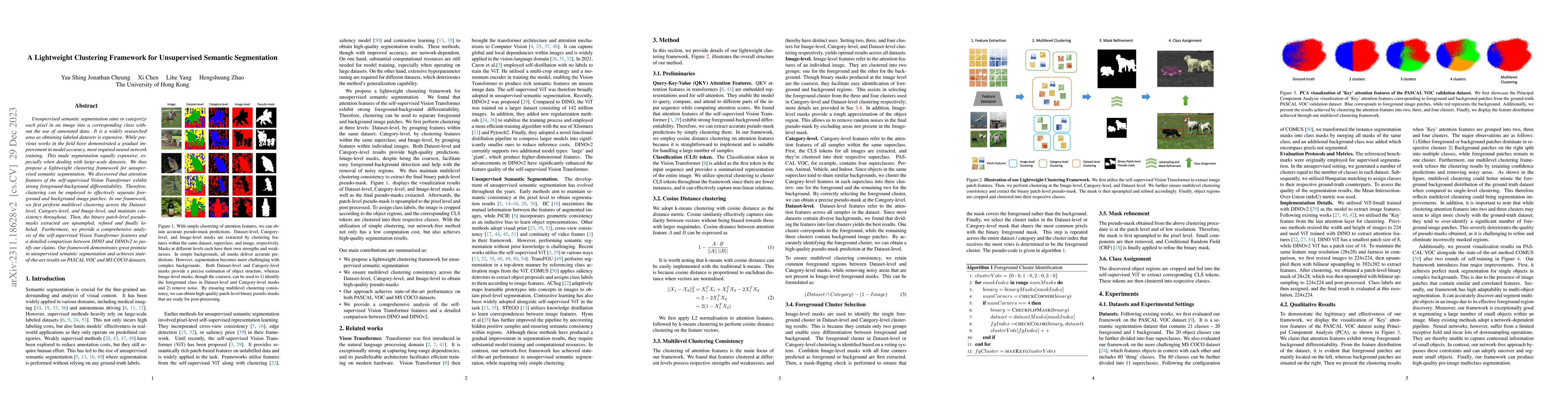 Thumbnail for A Lightweight Clustering Framework for Unsupervised Semantic
  Segmentation
