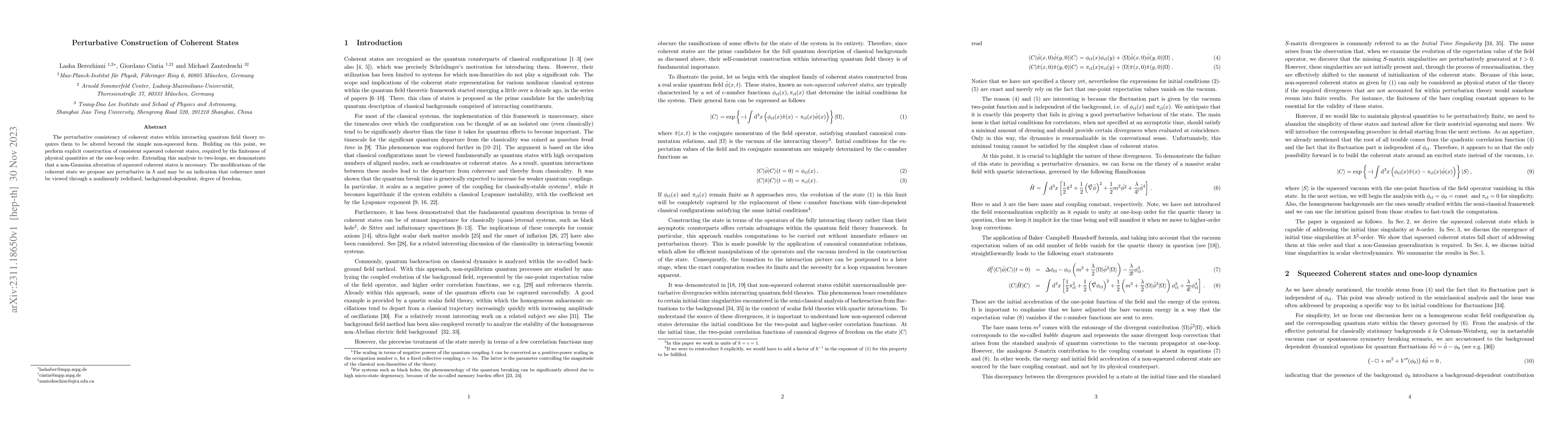 Thumbnail for Perturbative Construction of Coherent States