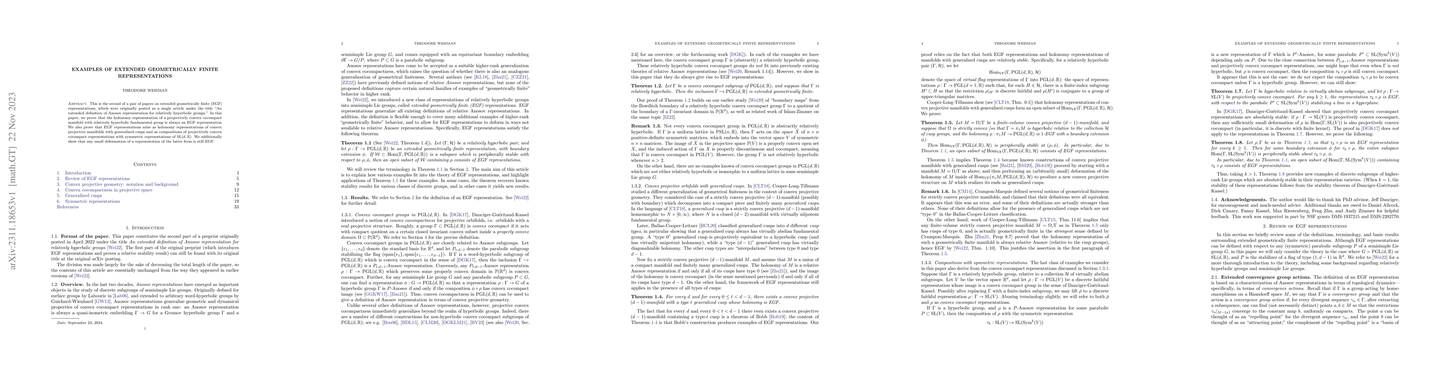 Thumbnail for Examples of extended geometrically finite representations