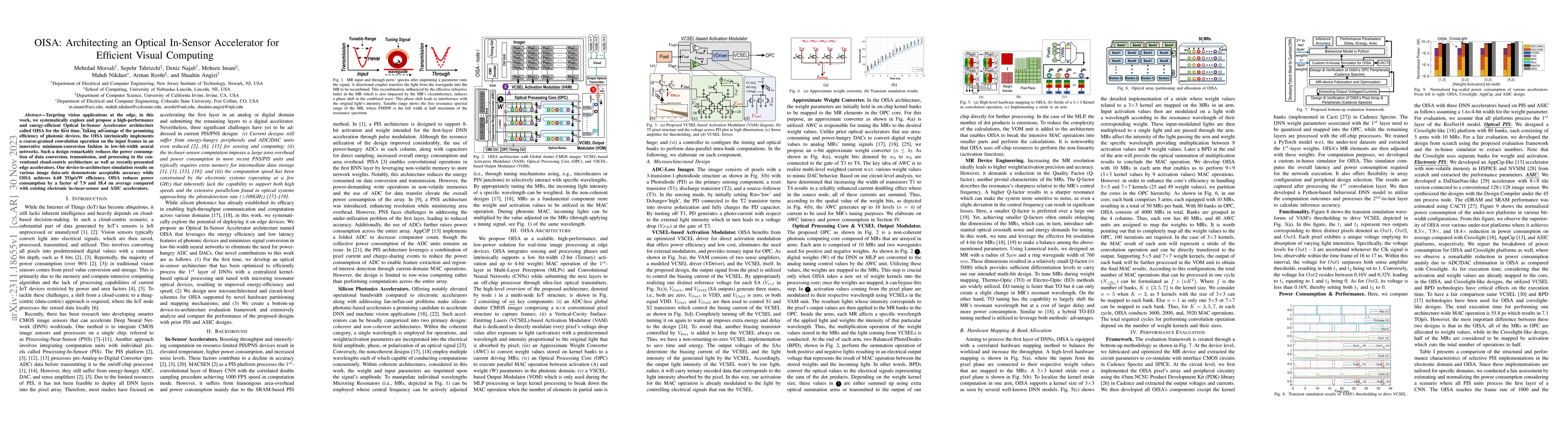 Thumbnail for OISA: Architecting an Optical In-Sensor Accelerator for Efficient Visual
  Computing