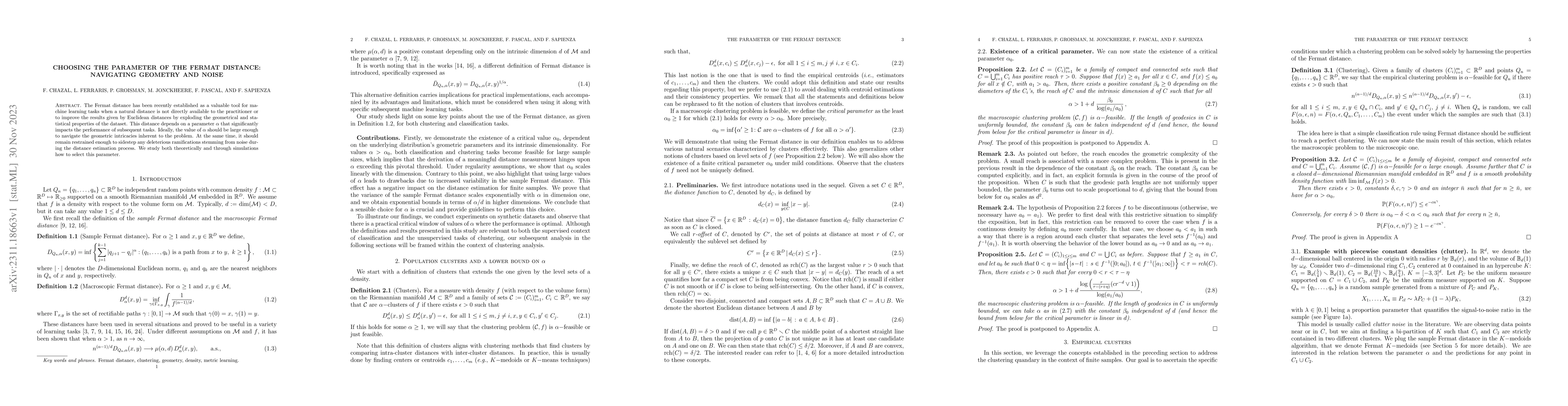 Thumbnail for Choosing the parameter of the Fermat distance: navigating geometry and
  noise
