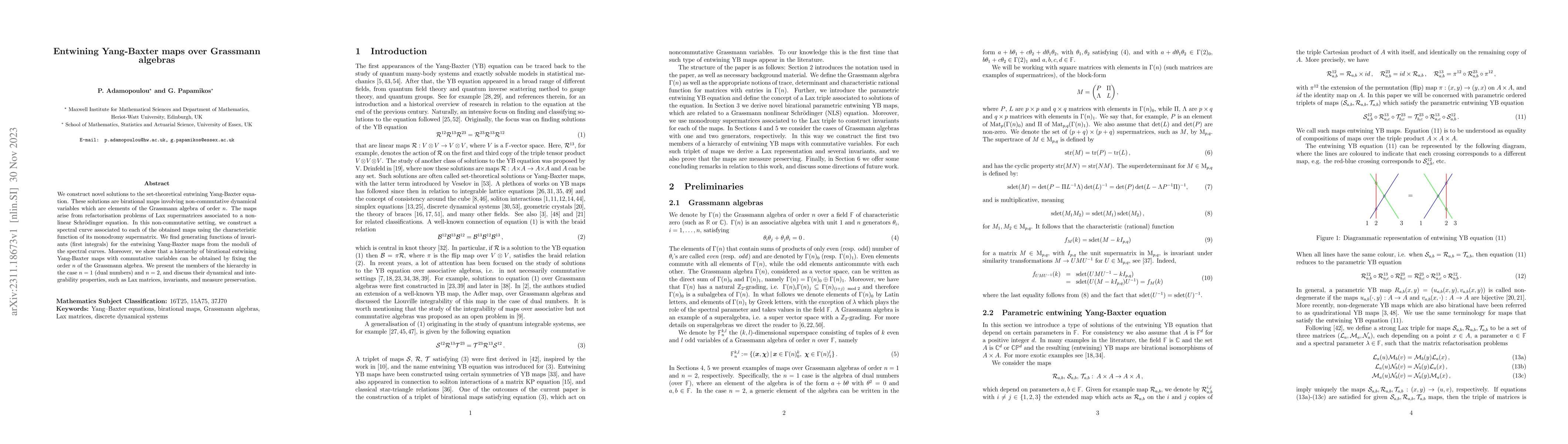 Thumbnail for Entwining Yang-Baxter maps over Grassmann algebras