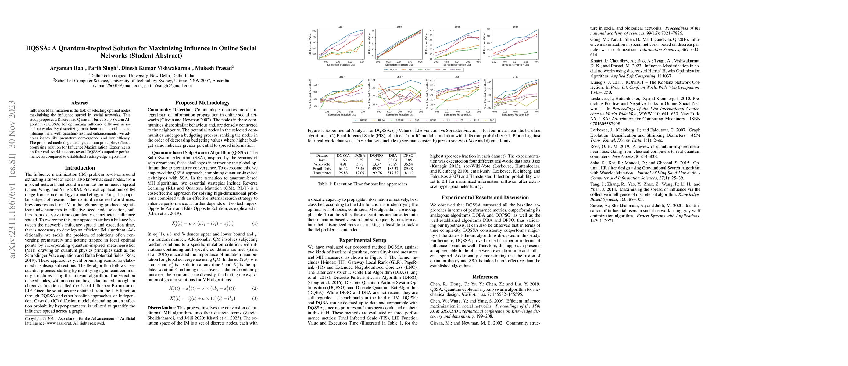 Thumbnail for DQSSA: A Quantum-Inspired Solution for Maximizing Influence in Online
  Social Networks (Student Abstract)