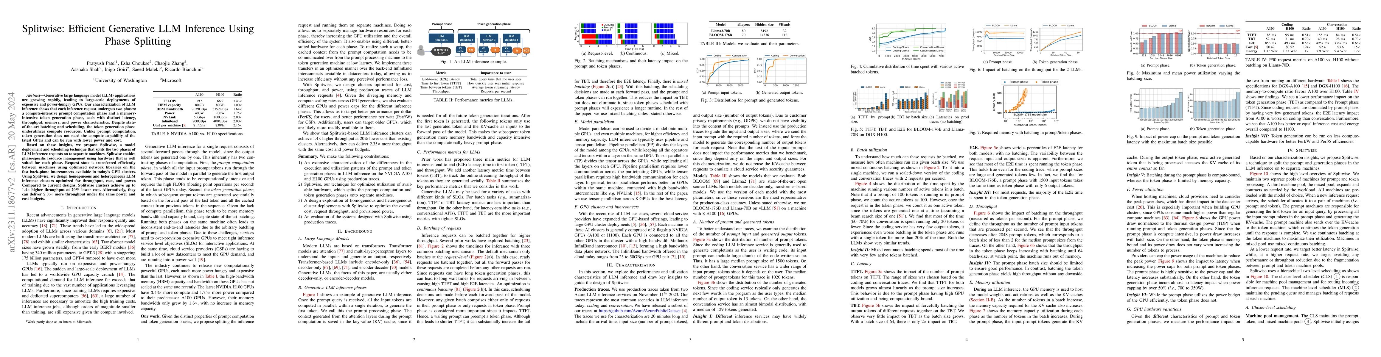Thumbnail for Splitwise: Efficient generative LLM inference using phase splitting