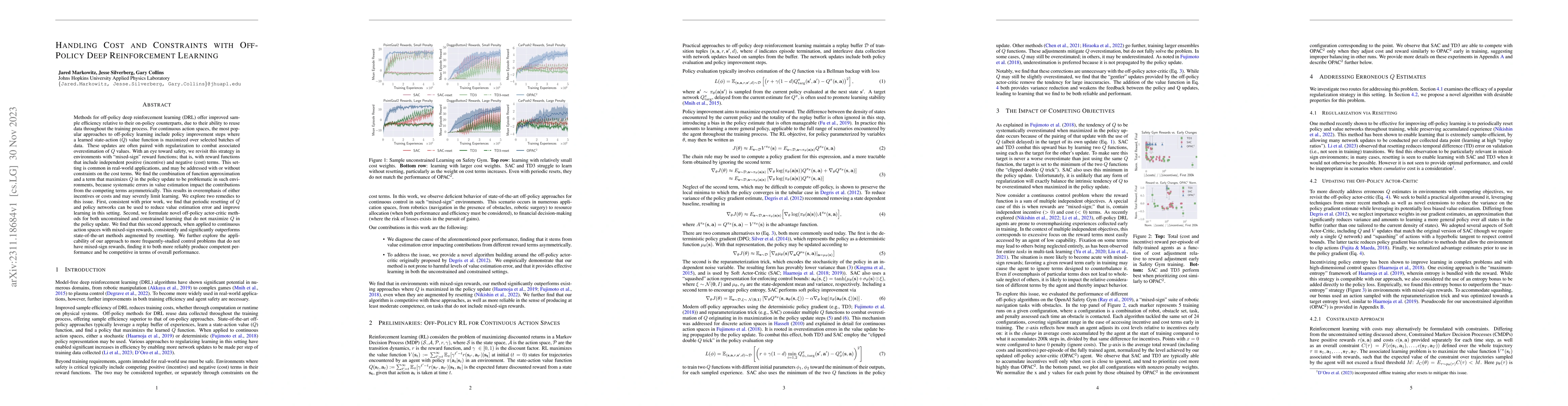 Thumbnail for Handling Cost and Constraints with Off-Policy Deep Reinforcement
  Learning