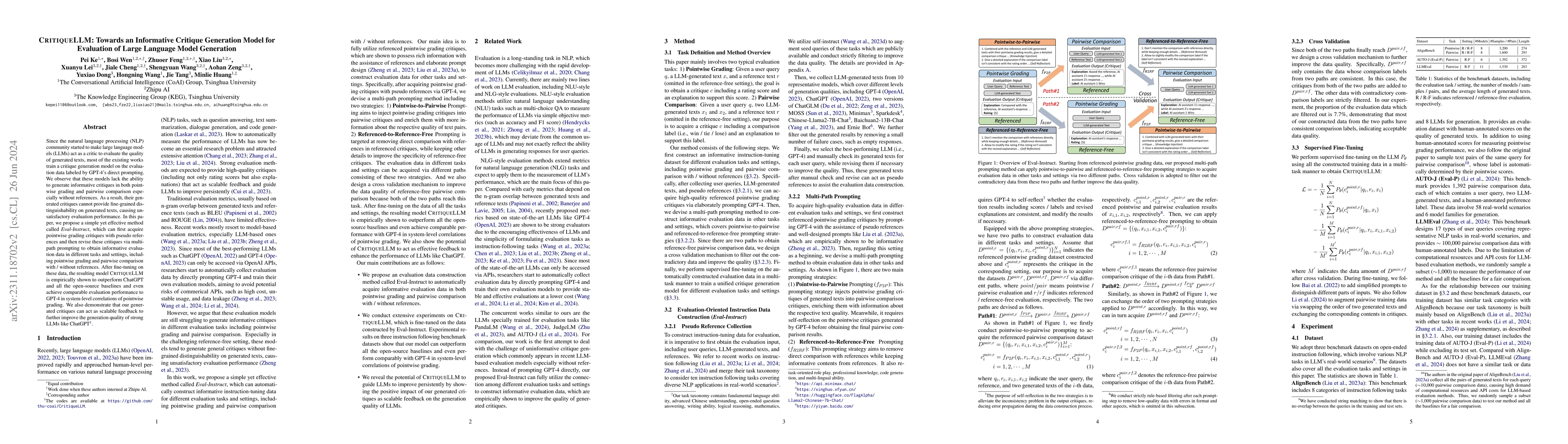 Thumbnail for CritiqueLLM: Towards an Informative Critique Generation Model for
  Evaluation of Large Language Model Generation