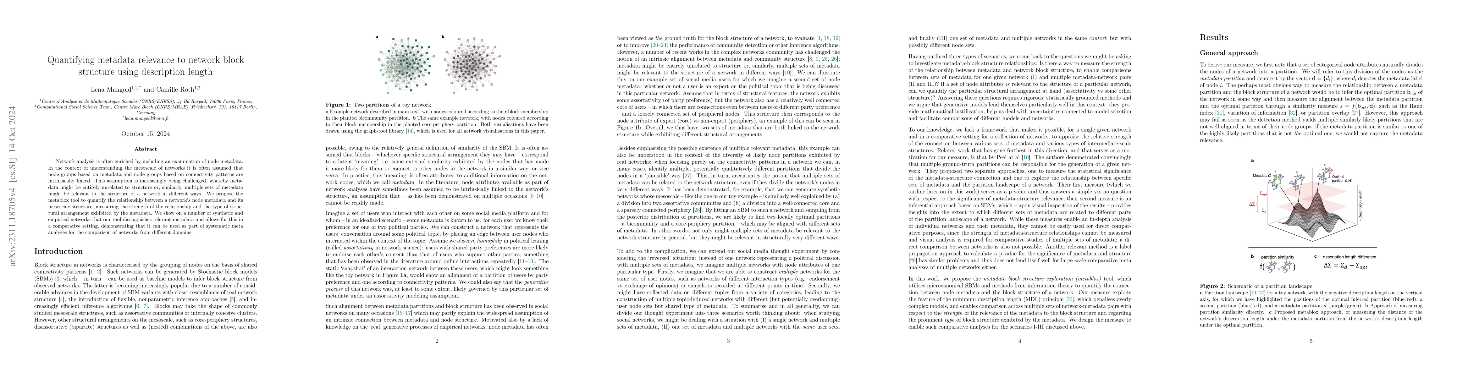 Thumbnail for Quantifying metadata-block structure relationships in networks using
  description length