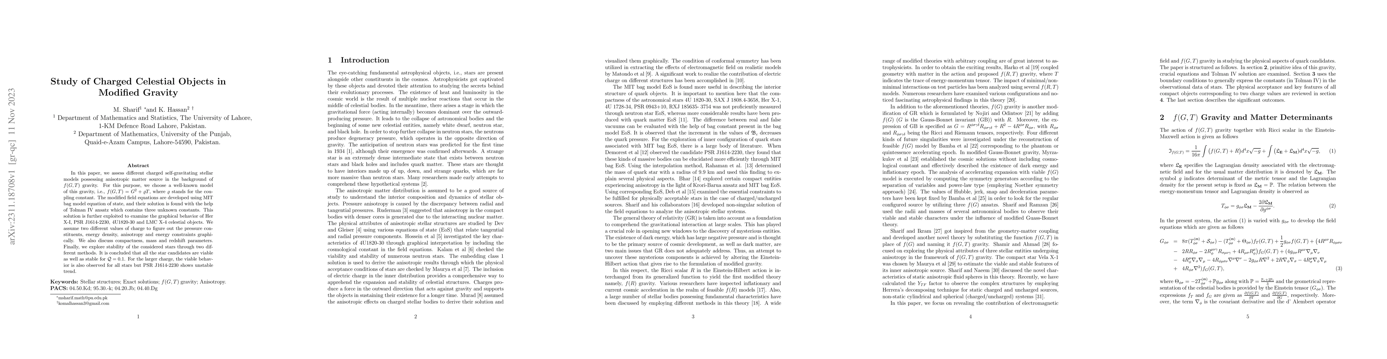 Thumbnail for Study of Charged Celestial Objects in Modified Gravity