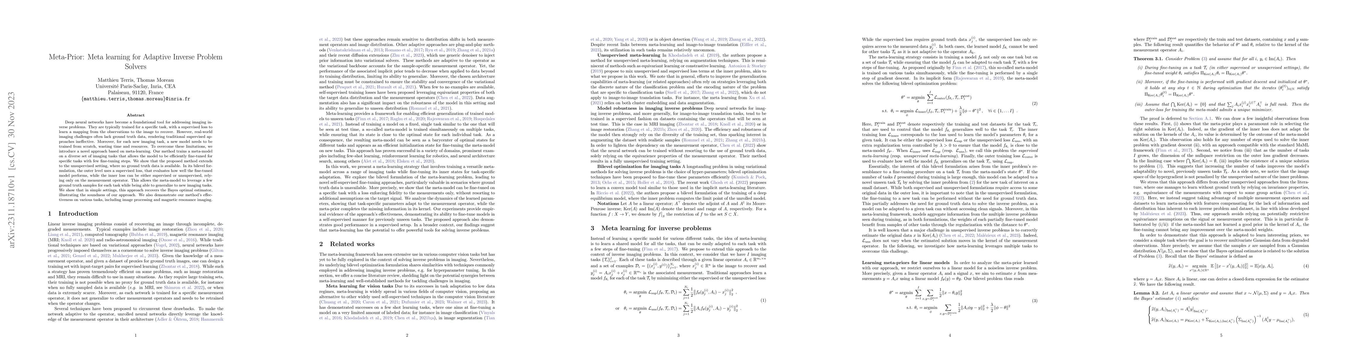 Thumbnail for Meta-Prior: Meta learning for Adaptive Inverse Problem Solvers
