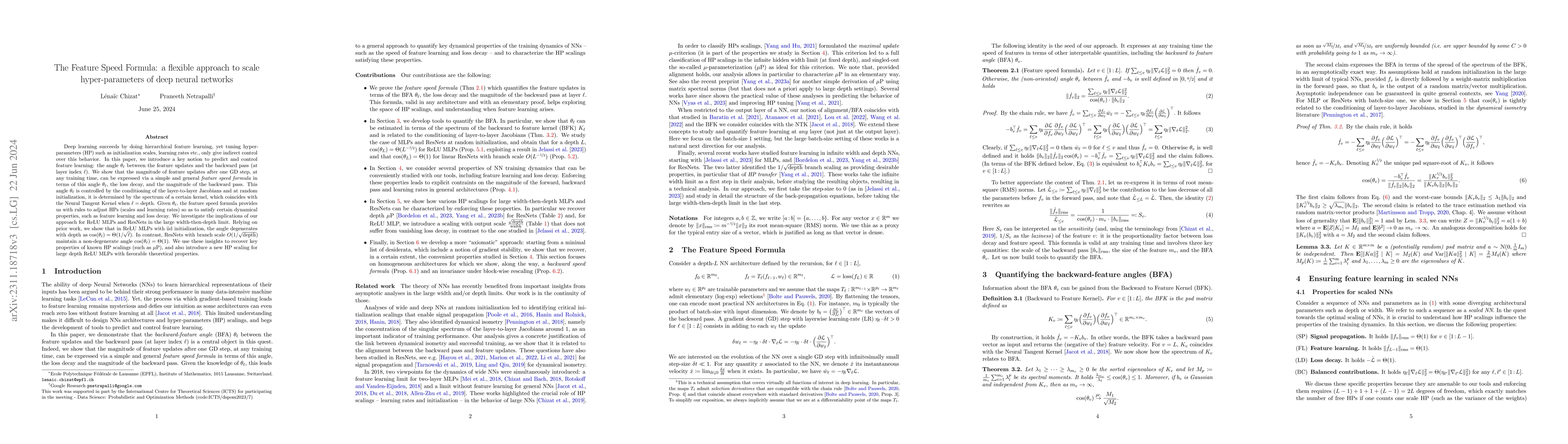 Thumbnail for The Feature Speed Formula: a flexible approach to scale hyper-parameters
  of deep neural networks