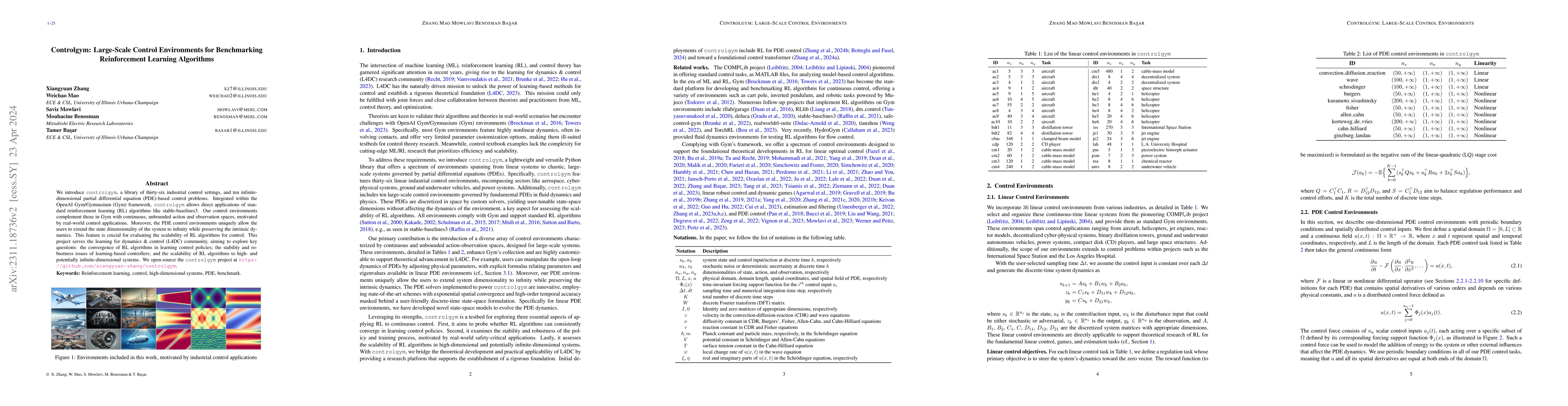 Thumbnail for Controlgym: Large-Scale Control Environments for Benchmarking
  Reinforcement Learning Algorithms