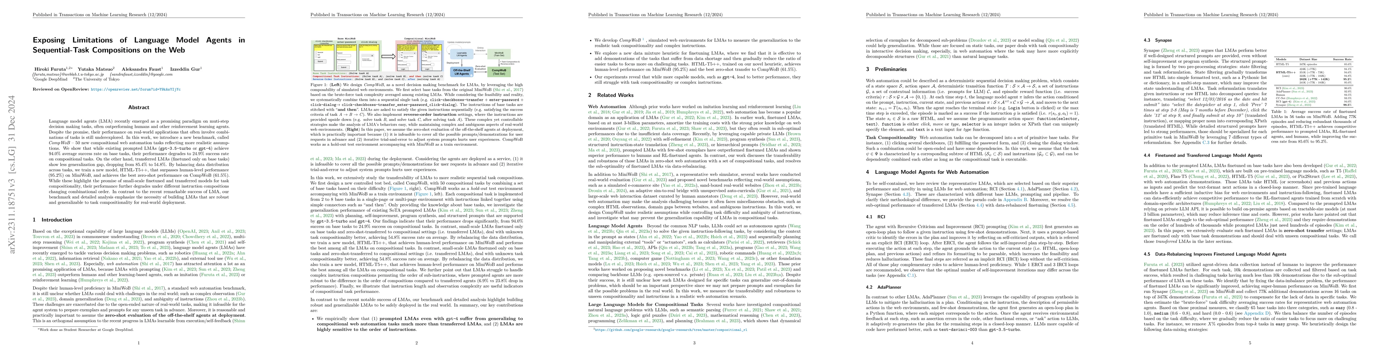 Thumbnail for Exposing Limitations of Language Model Agents in Sequential-Task
  Compositions on the Web