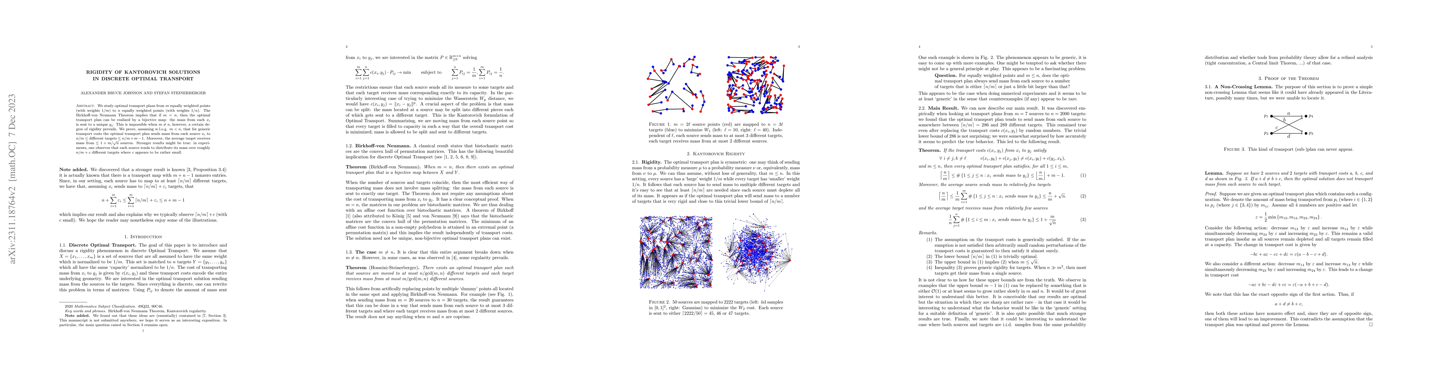 Thumbnail for Rigidity of Kantorovich solutions in discrete Optimal Transport