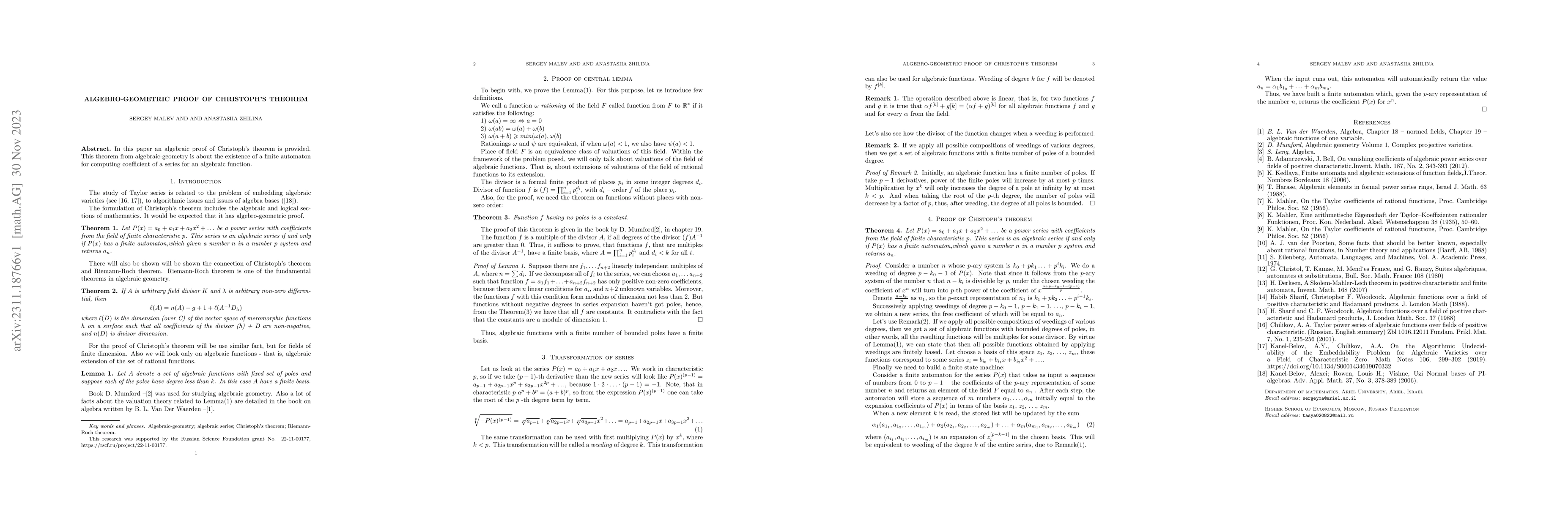 Thumbnail for Algebro-geometric proof of Christoph's Theorem