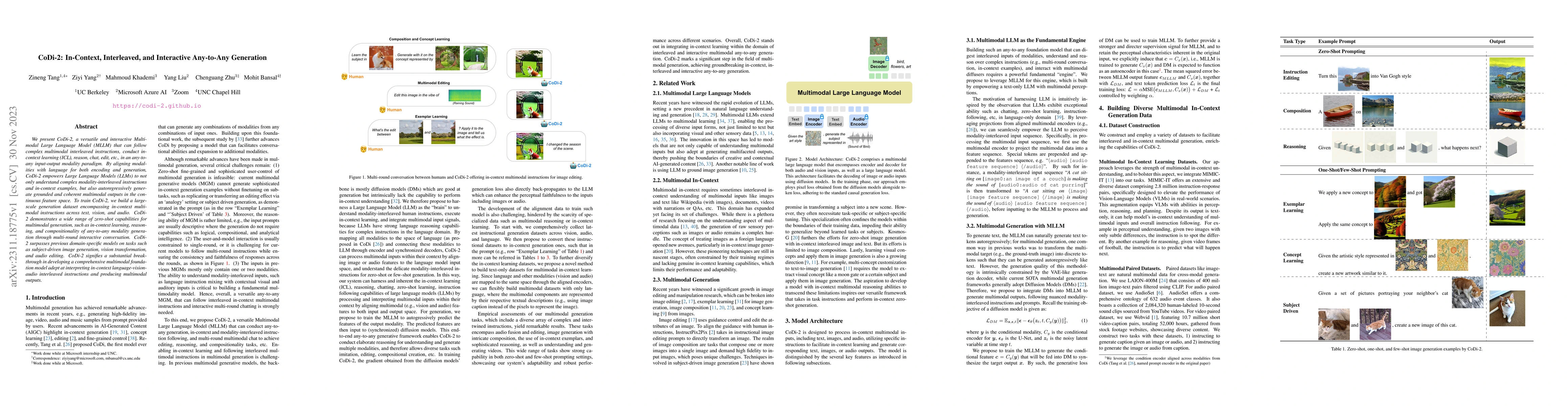 Thumbnail for CoDi-2: In-Context, Interleaved, and Interactive Any-to-Any Generation