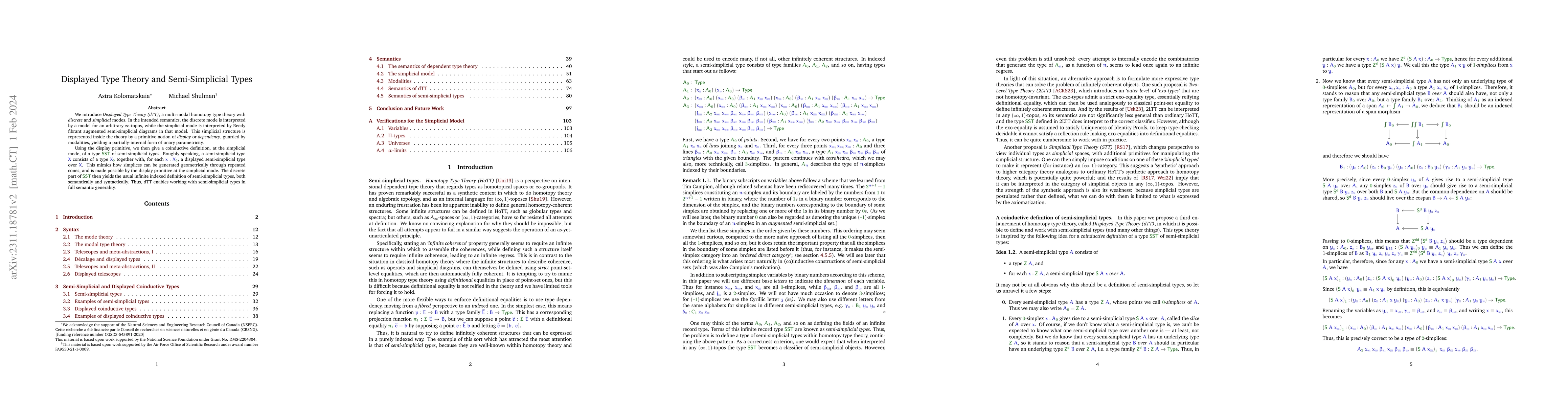 Thumbnail for Displayed Type Theory and Semi-Simplicial Types