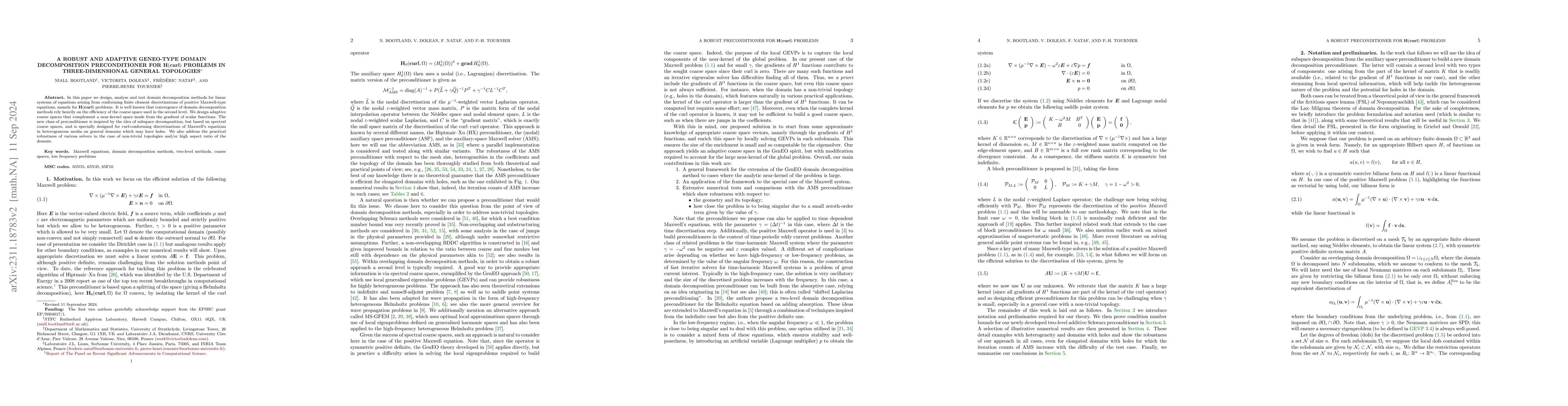 Thumbnail for A robust and adaptive GenEO-type domain decomposition preconditioner for
  $\mathbf{H}(\mathbf{curl})$ problems in general non-convex three-dimensional
  geometries