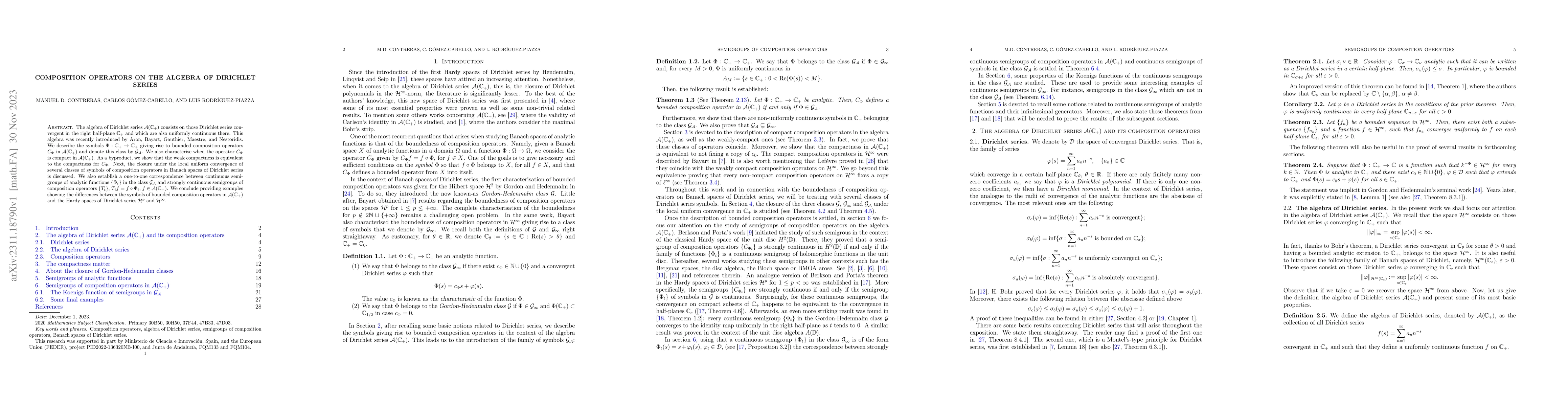 Thumbnail for Composition operators on the algebra of Dirichlet series