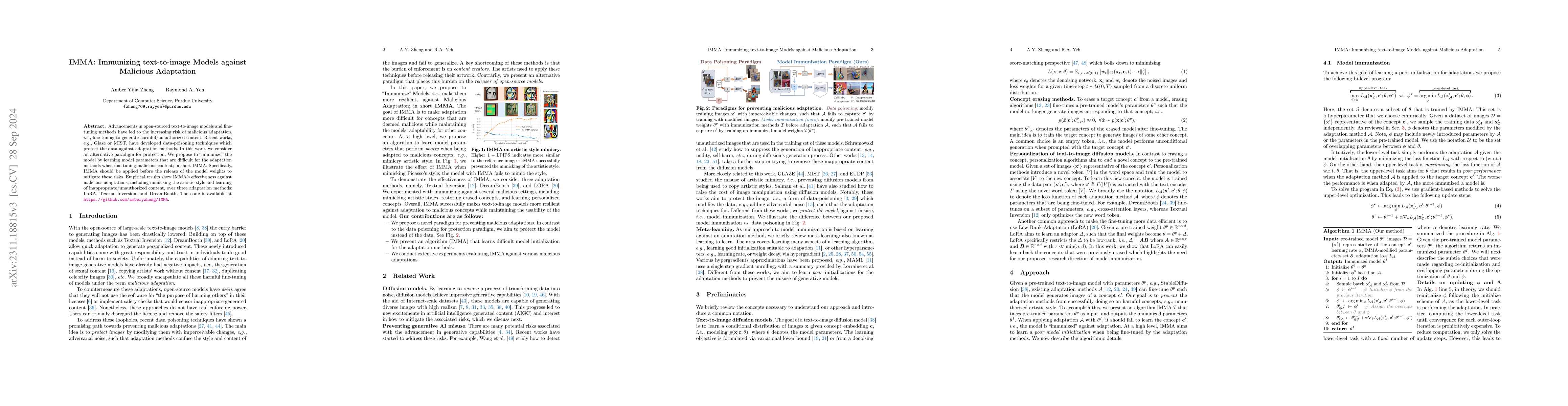 Thumbnail for IMMA: Immunizing text-to-image Models against Malicious Adaptation
