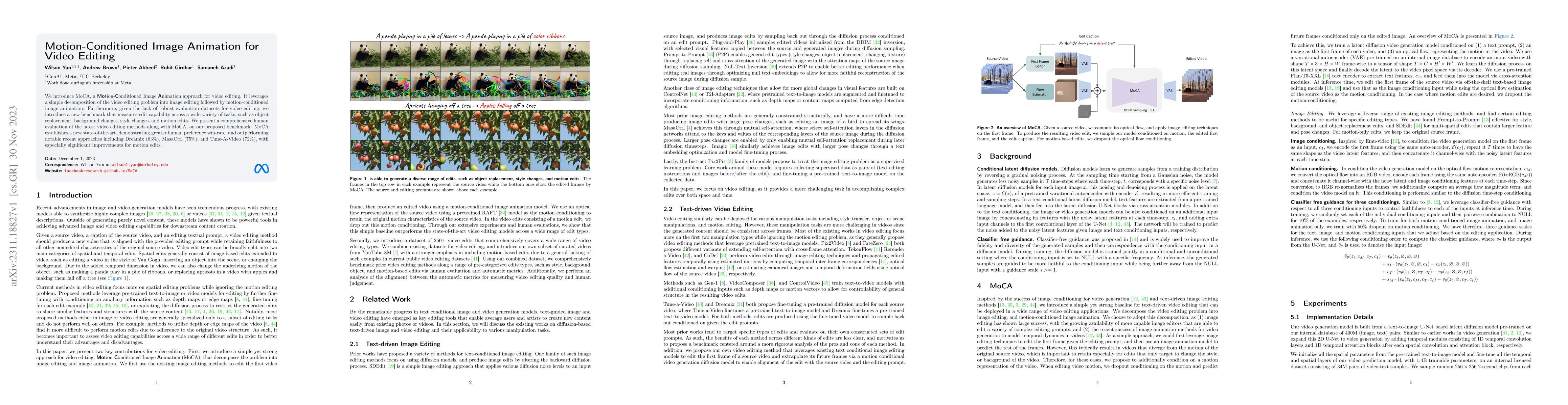 Thumbnail for Motion-Conditioned Image Animation for Video Editing