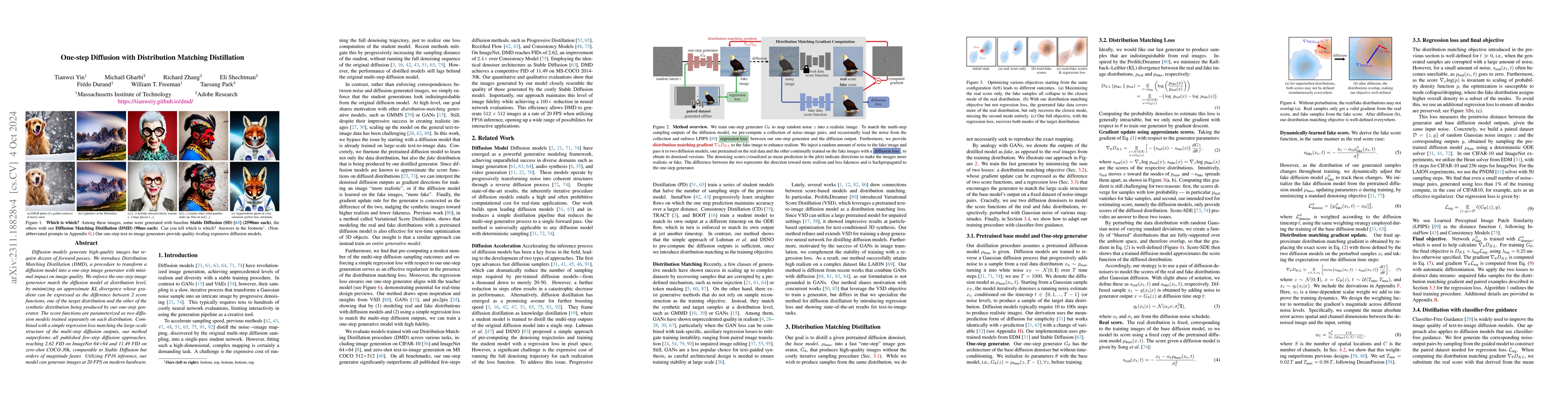 Thumbnail for One-step Diffusion with Distribution Matching Distillation