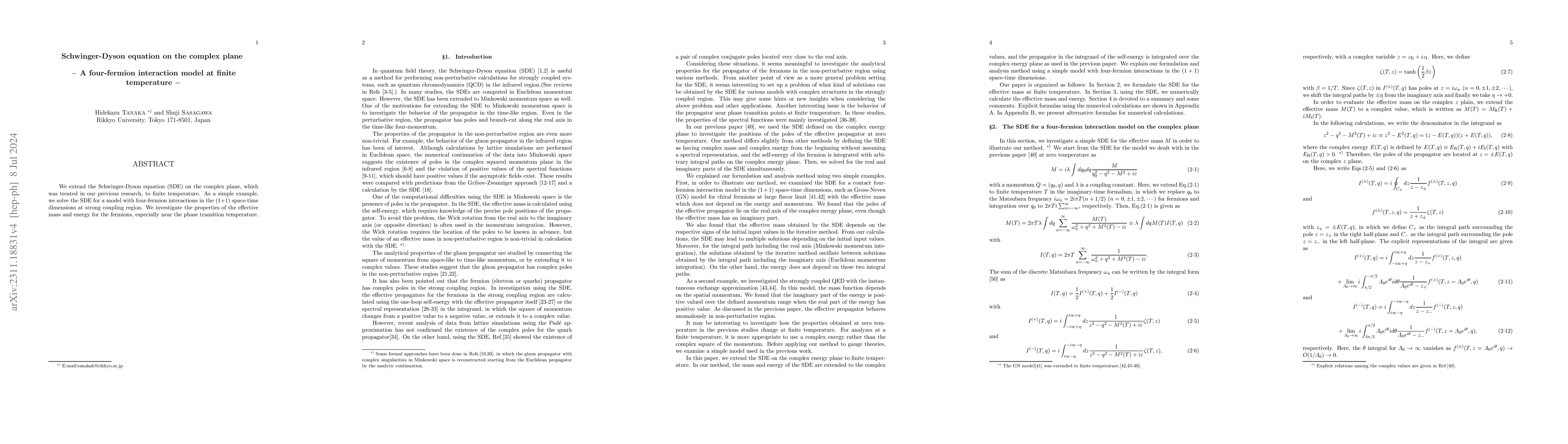 Thumbnail for Schwinger-Dyson equation on the complex plane -- A four-fermion
  interaction model at finite temperature --