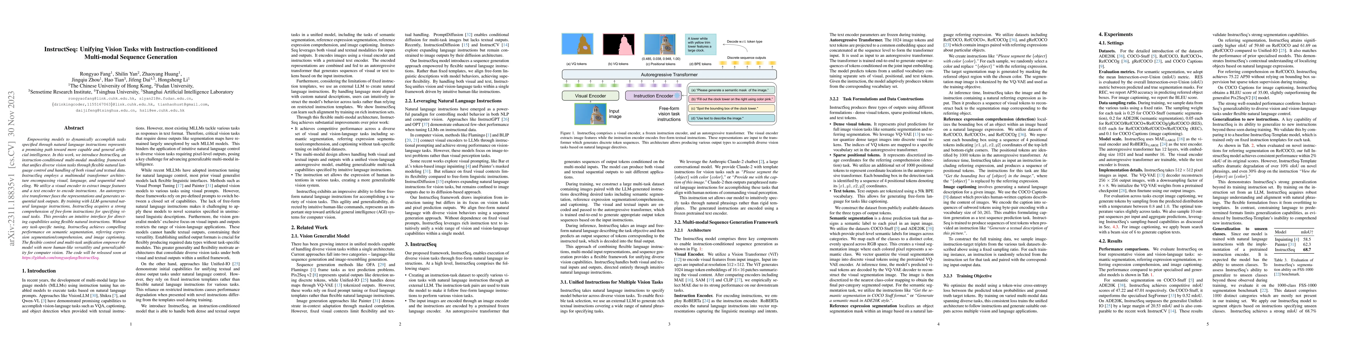 Thumbnail for InstructSeq: Unifying Vision Tasks with Instruction-conditioned
  Multi-modal Sequence Generation