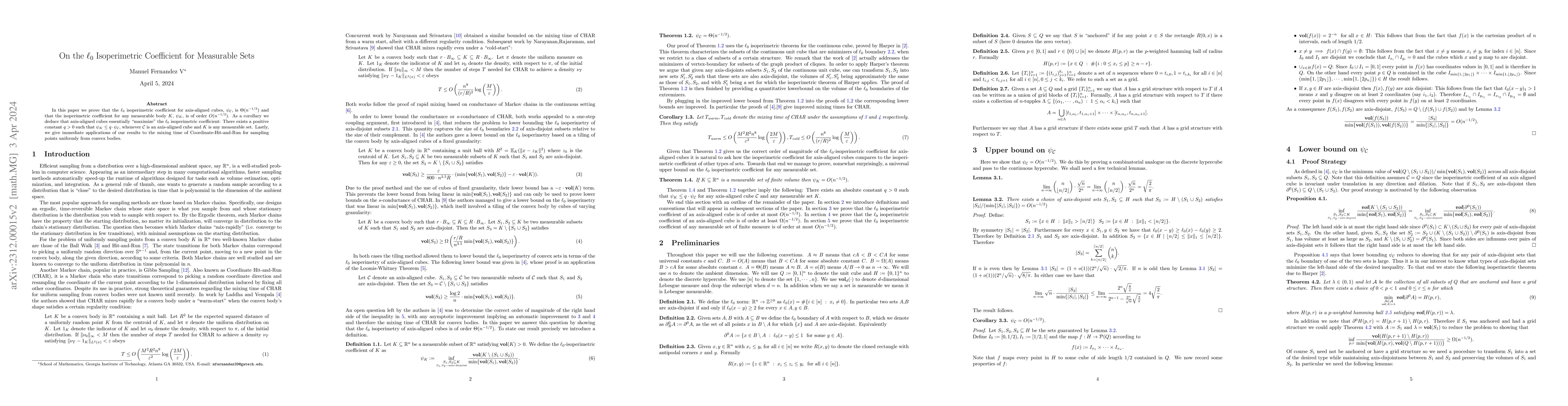 Thumbnail for On the $\ell_0$ Isoperimetric Coefficient of Measurable Sets