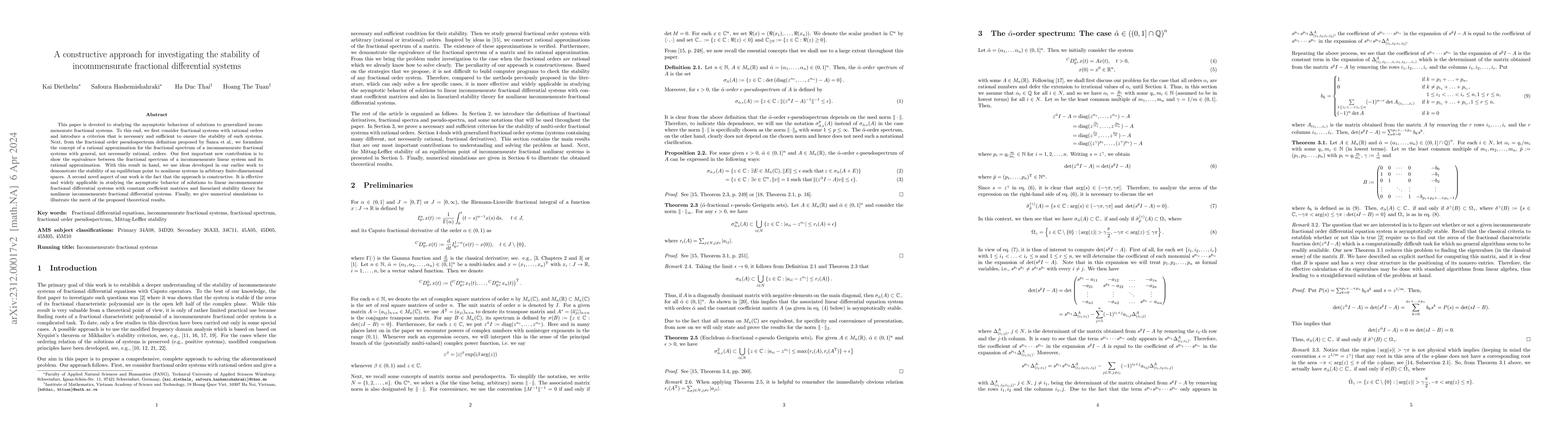Thumbnail for A constructive approach for investigating the stability of
  incommensurate fractional differential systems