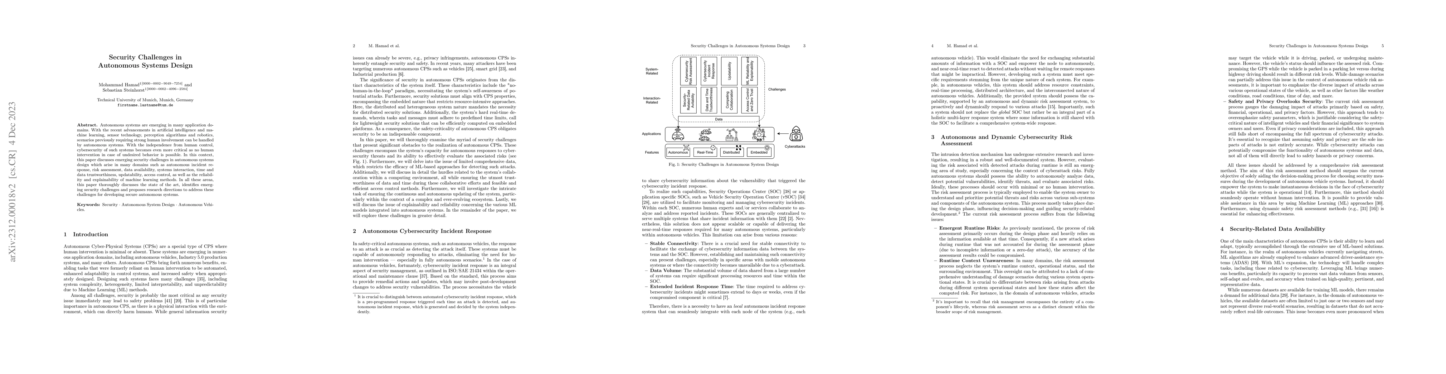 Thumbnail for Security Challenges in Autonomous Systems Design