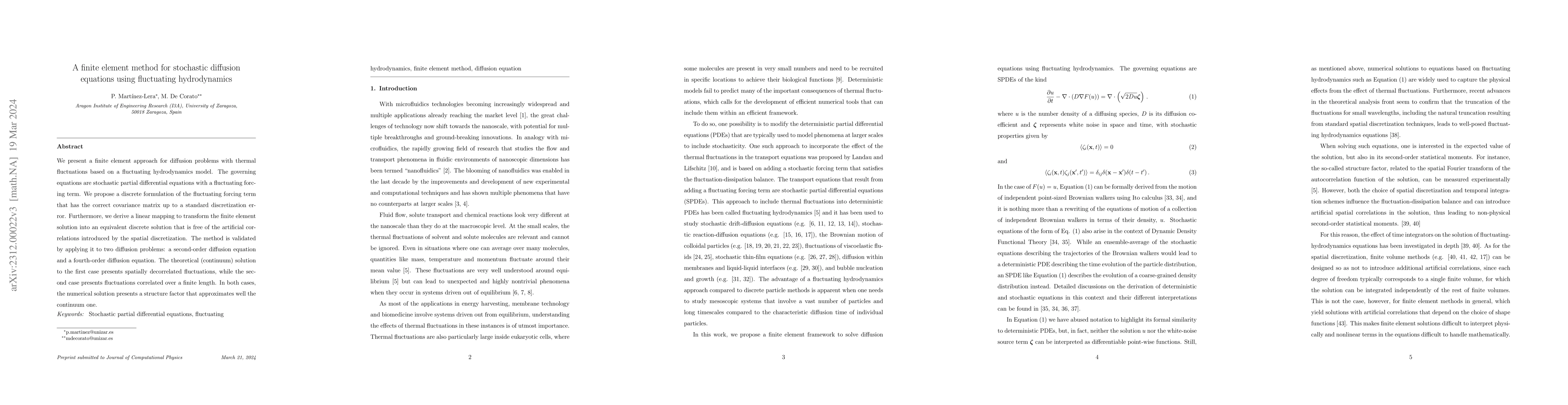 Thumbnail for A finite element method for stochastic diffusion equations using
  fluctuating hydrodynamics