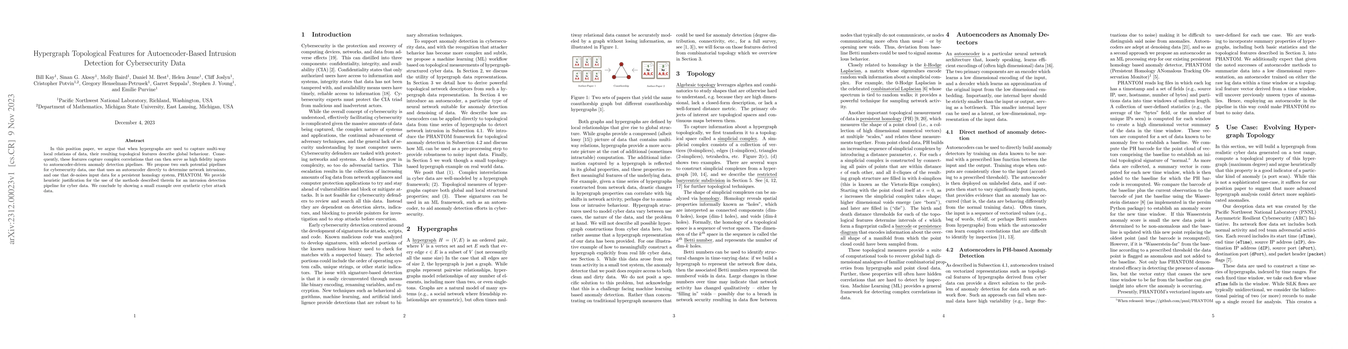 Thumbnail for Hypergraph Topological Features for Autoencoder-Based Intrusion
  Detection for Cybersecurity Data