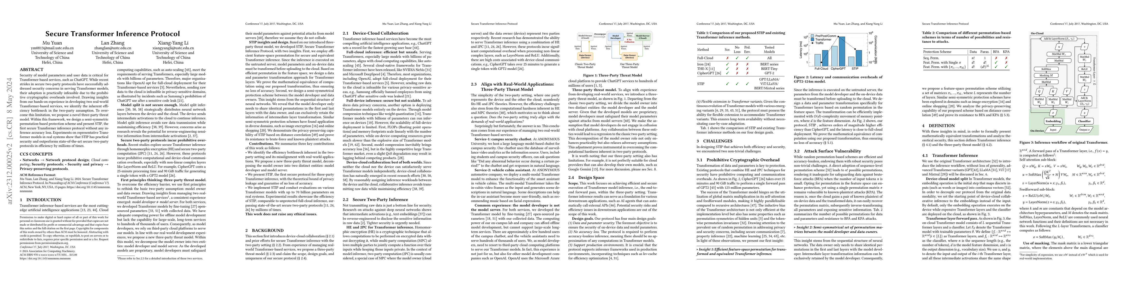 Thumbnail for Secure Transformer Inference Protocol
