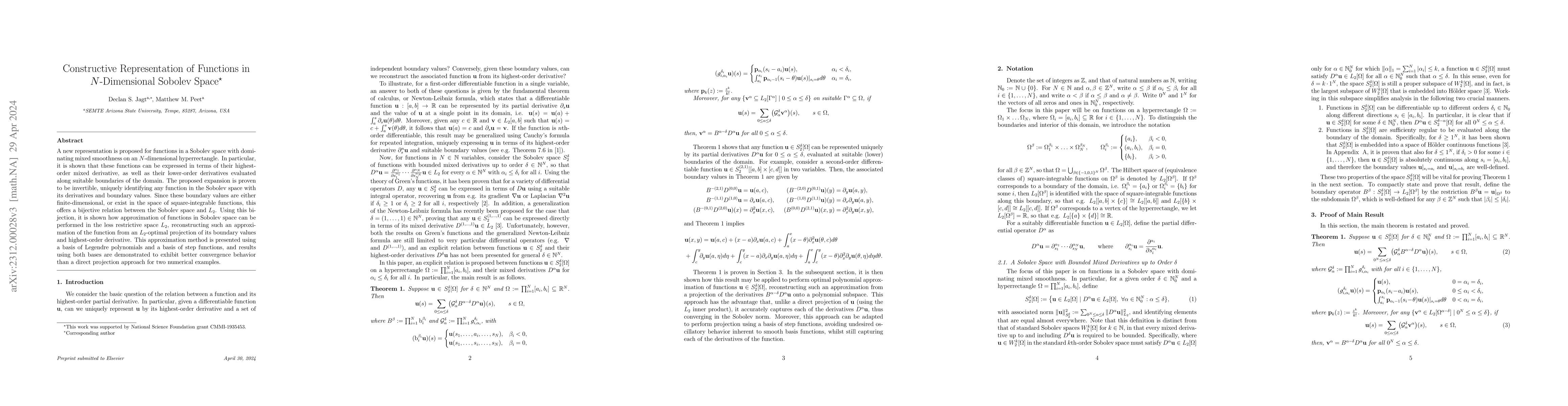 Thumbnail for Constructive Representation of Functions in $N$-Dimensional Sobolev
  Space