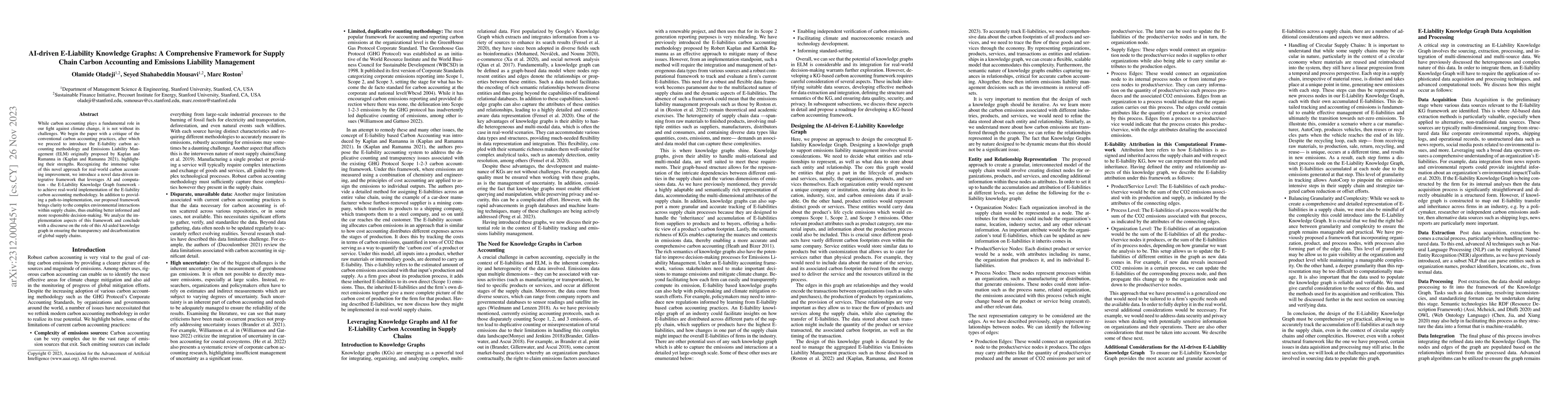 Thumbnail for AI-driven E-Liability Knowledge Graphs: A Comprehensive Framework for
  Supply Chain Carbon Accounting and Emissions Liability Management