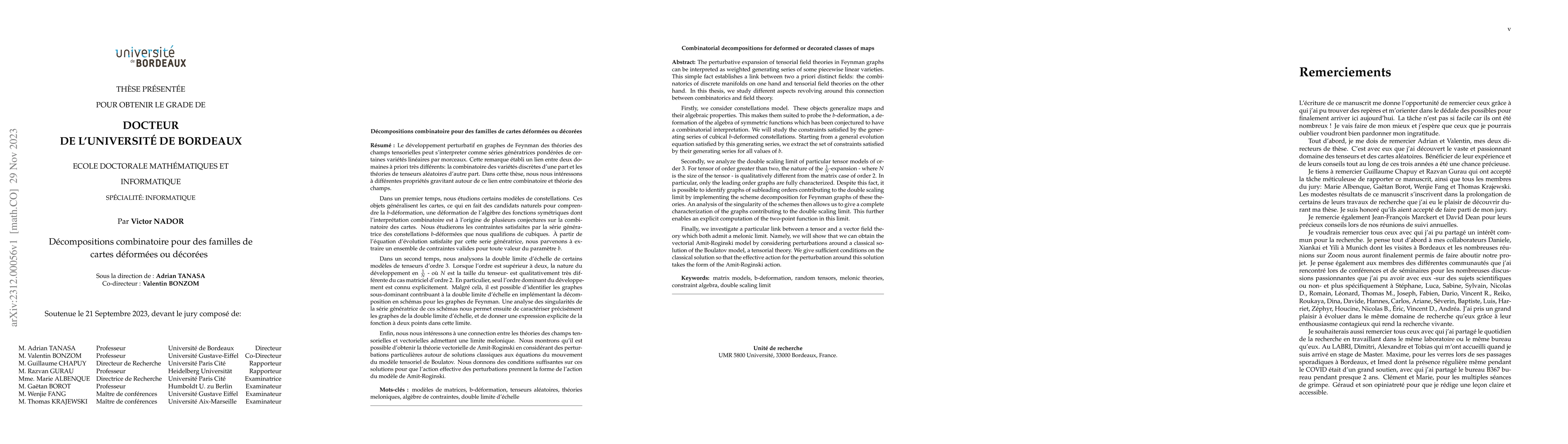 Thumbnail for Combinatorial decompositions for deformed or decorated classes of maps